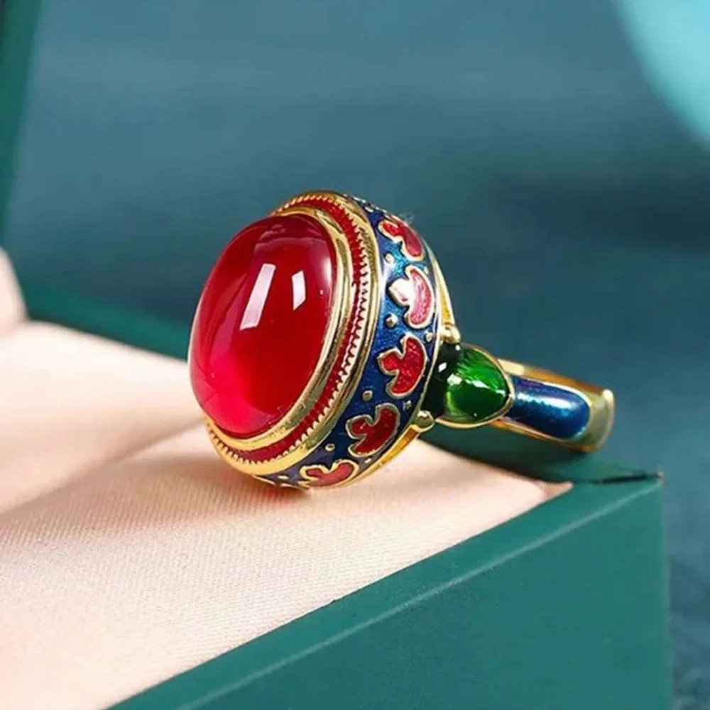 Vintage style Multi colored Enamel Ring - Picture 1 of 5